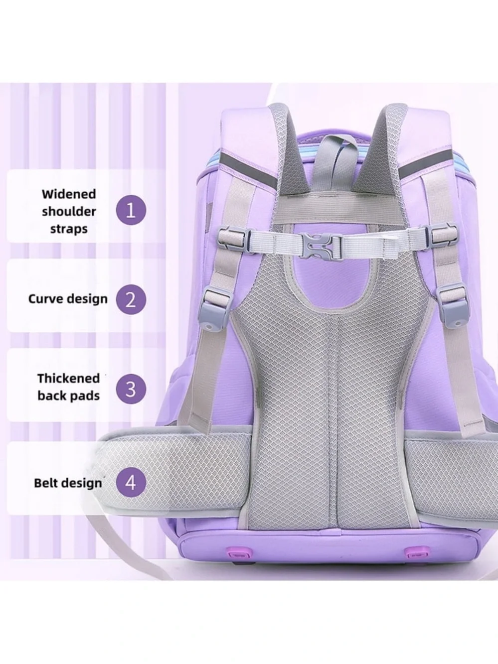 Kids Lavender School Backpack with Blue Accents  WP7
